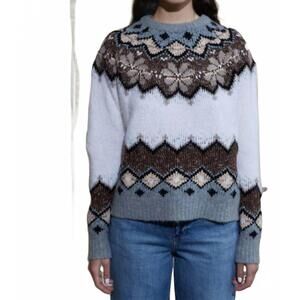NEW LINGUA FRANCA clara crewneck top in cream multi